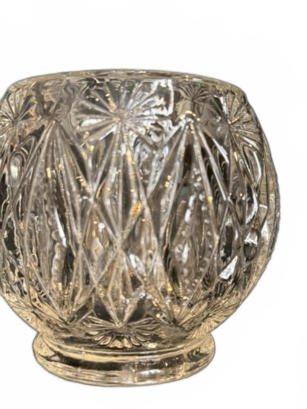 Vintage Avon Crystal Glow diamond-cut glass candle holder or small vase